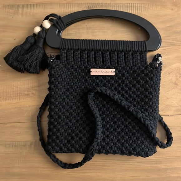 Handbags - Cute Black Macrame Purse With Tassels